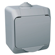 Електрически противовлажен контакт Schneider Electric единичен открит монтаж с капак  16 A, 44 IP, сив, Cedar Plus - product - 028 PRA 234