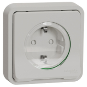 Електрически противовлажен контакт Schneider Electric единичен скрит монтаж  16 A, 2P+E с капаци, 55 IP, бял, Mureva Styl - product - 028 PRA 244