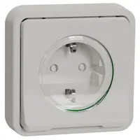 Електрически противовлажен контакт Schneider Electric единичен скрит монтаж  2P+E с капаци, 16 A, 55 IP, бял, Mureva Styl