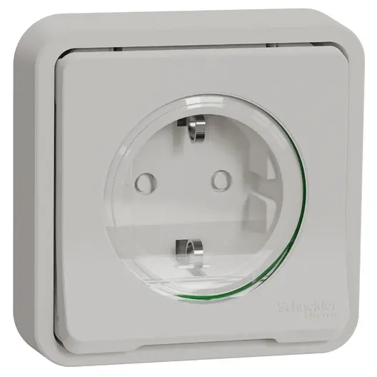 Електрически противовлажен контакт Schneider Electric единичен скрит монтаж  2P+E с капаци, 16 A, 55 IP, бял, Mureva Styl