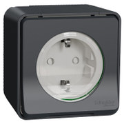 Електрически противовлажен контакт Schneider Electric единичен открит монтаж с капак  16 A, 2P+E, 55 IP, антрацит, Mureva Styl - product - 028 PRA 240