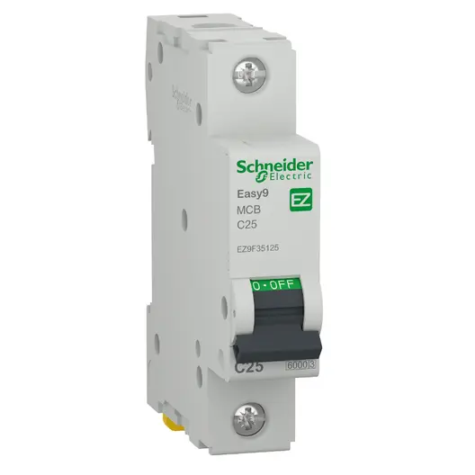 Автоматичен еднополюсен прекъсвач Schneider Electric за DIN шина крива C  25 A, 230 V, 6 kA, 1P, Easy 9