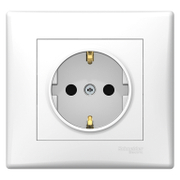 Електрически интериорен контакт Schneider Electric единичен скрит монтаж с детска защита  2P+E, 16 A, 20 IP, бял, Sedna - product - 028 PRA 272