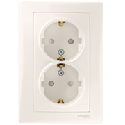 Електрически интериорен контакт Schneider Electric двоен скрит монтаж  16 A, 2 x 2P+E, 20 IP, крем, Sedna - product - 028 PRA 284