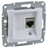 Розетка за компютърна мрежа Schneider Electric единична скрит монтаж, с монтажна рамка  20 IP, бял, Sedna
