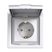 Електрически противовлажен контакт Schneider Electric единичен скрит монтаж с капак  16 A, 2P+E, 44 IP, бял, Asfora - product - 028 PRA 306