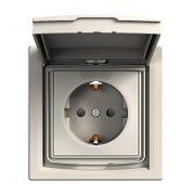 Електрически противовлажен контакт Schneider Electric единичен скрит монтаж с капак  16 A, 2P+E, 44 IP, крем, Asfora - product - 028 PRA 307