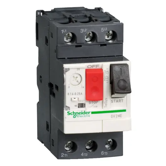 Прекъсвач моторен Schneider Electric с термомагнитна защита с EverLink клеми триполюсен  3P, 1.0-1.6 А, 690 V, TeSys GV2