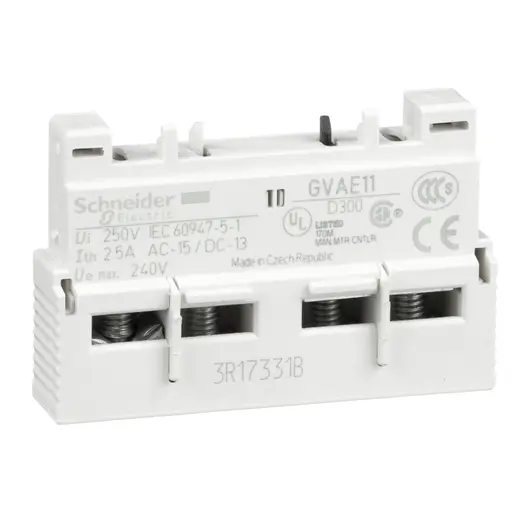 Блок Schneider Electric контактен спомагателен  1 NO+1 NC, 240 V, 2.5 A, преден монтаж, TeSys GVAN