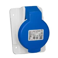 Електрически промишлен контакт Schneider Electric монофазен модулен панелен монтаж  2P+E, 16 A, 44 IP, син, Pratika
