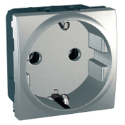 Електрически интериорен контакт Schneider Electric единичен скрит монтаж  16 A, 2P+E, 20 IP, алуминий, Unica - product - 028 PRA 518