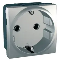 Електрически интериорен контакт Schneider Electric единичен скрит монтаж  2P+E, 16 A, 20 IP, алуминий, Unica
