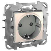 Електрически интериорен контакт Schneider Electric единичен скрит монтаж с монтажна рамка  2P+E, 16 A, 20 IP, слонова кост, Unica - product - 028 PRA 513