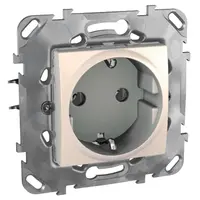 Електрически интериорен контакт Schneider Electric единичен скрит монтаж с монтажна рамка  2P+E, 16 A, 20 IP, слонова кост, Unica