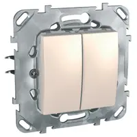 Електрически сериен ключ Schneider Electric скрит монтаж с монтажна рамка  10 A, слонова кост, сх. 5, Unica