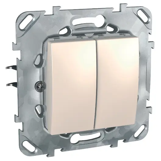 Електрически сериен ключ Schneider Electric скрит монтаж с монтажна рамка  10 A, слонова кост, сх. 5, Unica