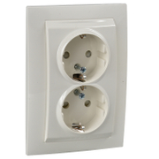 Електрически интериорен контакт Schneider Electric двоен скрит монтаж  16 A, 2 x 2P+E, 20 IP, слонова кост, Unica - product - 028 PRA 532
