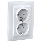 Електрически интериорен контакт Schneider Electric двоен скрит монтаж  16 A, 2 x 2P+E, 20 IP, бял, Unica - product - 028 PRA 533