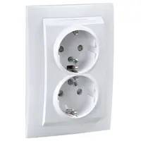 Електрически интериорен контакт Schneider Electric двоен скрит монтаж  2 x 2P+E, 16 A, 20 IP, бял, Unica