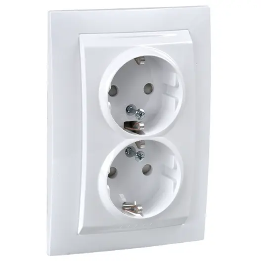 Електрически интериорен контакт Schneider Electric двоен скрит монтаж  2 x 2P+E, 16 A, 20 IP, бял, Unica
