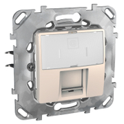 Розетка за компютърна мрежа Schneider Electric единична скрит монтаж, с монтажна рамка  20 IP, слонова кост, Unica - product - 028 PRA 544