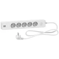 Разклонител електрически Schneider Electric с кабел, ключ и детска защита  1.5 м, 3x1 мм2, ШВПС-В, бял, 5 гнезда, Unica extend