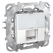 Розетка за компютърна мрежа Schneider Electric единична скрит монтаж, с монтажна рамка  20 IP, бял, Unica - product - 028 PRA 543