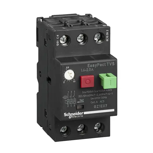 Прекъсвач моторен Schneider Electric с термомагнитна защита триполюсен  3P, 1.6-2.5 А, 690 V, EasyPact TVS