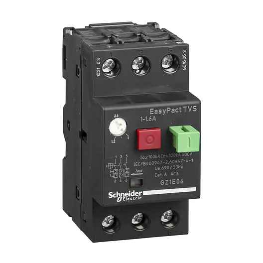 Прекъсвач моторен Schneider Electric с термомагнитна защита триполюсен  3P, 1.0-1.6 А, 690 V, EasyPact TVS