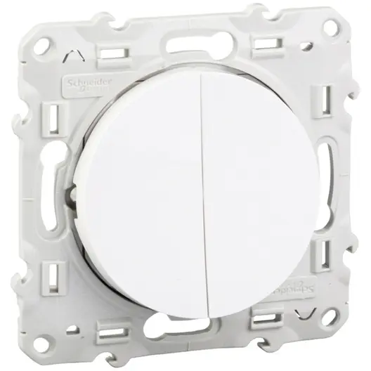 Електрически сериен ключ Schneider Electric скрит монтаж с монтажна рамка  10 A, бял RAL 9003, сх. 5, Odace