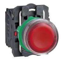 Бутонен превключвател Schneider Electric с пружинно връщане светещ  3 A, 24 V, 1 NO + 1 NC, червен, Harmony XB5