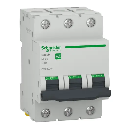 Автоматичен триполюсен прекъсвач Schneider Electric за DIN шина крива C  20 A, 400 V, 6 kA, 3P, Easy 9