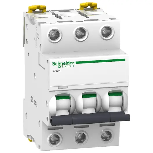 Автоматичен триполюсен прекъсвач Schneider Electric за DIN шина крива C  20 A, 400 V, 6 kA, 3P, iC60N