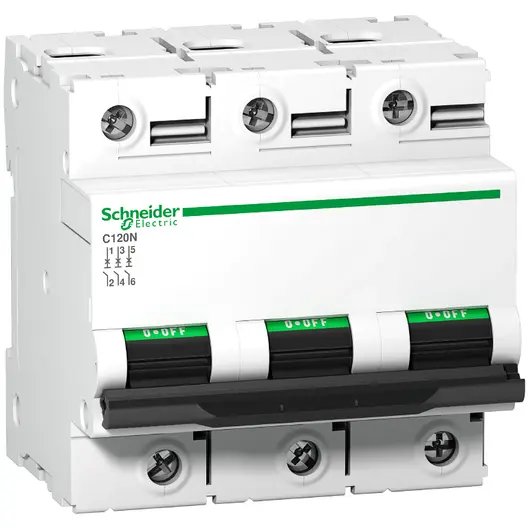 Автоматичен триполюсен прекъсвач Schneider Electric за DIN шина крива C  80 A, 400 V, 10 kA, 3P, Domae E60N+