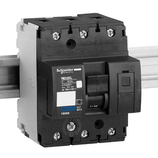 Автоматичен триполюсен прекъсвач Schneider Electric за DIN шина крива C  63 A, 440 V, 40 kA, 3P, NG125L