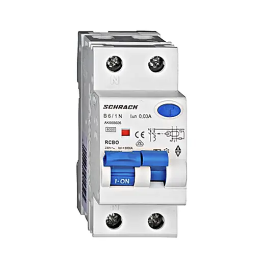 Дефектнотокова защита Schrack Technik с прекъсвач 1P+N  6 A, 30 mA, 6 kA, Amparo
