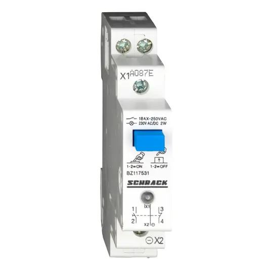 Бутон Schrack Technik модулен за DIN шина  16 A, 230 V, 1 NO + 1 NC