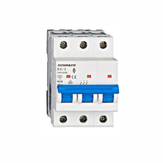 Автоматичен триполюсен прекъсвач Schrack Technik за DIN шина крива C  6 A, 230 V, 6 kA, 3P, Amparo