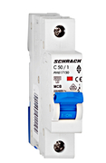 Автоматичен еднополюсен прекъсвач Schrack Technik за DIN шина крива C  50 A, 230 V, 6 kA, 1P, Amparo - product - 028 SRK 260