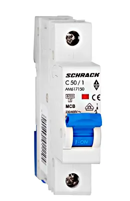 Автоматичен еднополюсен прекъсвач Schrack Technik за DIN шина крива C  50 A, 230 V, 6 kA, 1P, Amparo