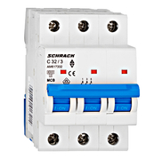 Автоматичен триполюсен прекъсвач Schrack Technik за DIN шина крива C  32 A, 400 V, 6 kA, 3P, Amparo - product - 028 SRK 276