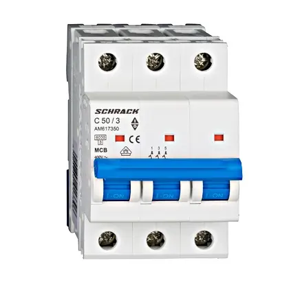 Автоматичен триполюсен прекъсвач Schrack Technik за DIN шина крива C  50 A, 400 V, 6 kA, 3P, Amparo
