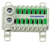 Блок Schrack Technik клемен за бързо свързване  2х25/14х4 мм2, зелен, 80 A