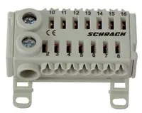 Блок Schrack Technik клемен за бързо свързване  2х25/14х4 мм2, сив, 80 A