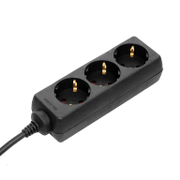 Разклонител електрически as - Schwabe с кабел и детска защита  1.4 м, 3x1.5 мм2, ШВПС-В / H05VV-F, черен, 3 гнезда - product - 028 UNI4205
