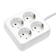 Разклонител електрически as - Schwabe с кабел и детска защита 4 гнезда  1.4 м, 3x1.5 мм2, ШВПС-В / H05VV-F, бял, 4 гнезда - product - 028 UNI4206