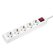 Разклонител електрически as - Schwabe с кабел, ключ и детска защита  1.4 м, 3x1.5 мм2, ШВПС-В / H05VV-F, бял, 5 гнезда - product - 028 UNI4207