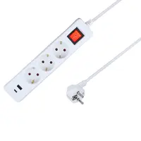 Разклонител електрически as - Schwabe с USB портове и щепсел  1.4 м, 3x1.5 мм2, H05VV-F, бял, 3 гнезда