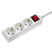 Разклонител електрически as - Schwabe с кабел, ключ и детска защита  1.4 м, 3x1.5 мм2, ШВПС-В / H05VV-F, бял, 3 гнезда - product - 028 UNI 629