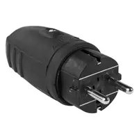 Щепсел монофазен as - Schwabe шуко гумен противовлажен  16 A, 230 V, черен